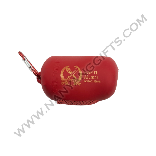 cooling towel with plastic_SAFTI Alumni Association_nanyanggifts
