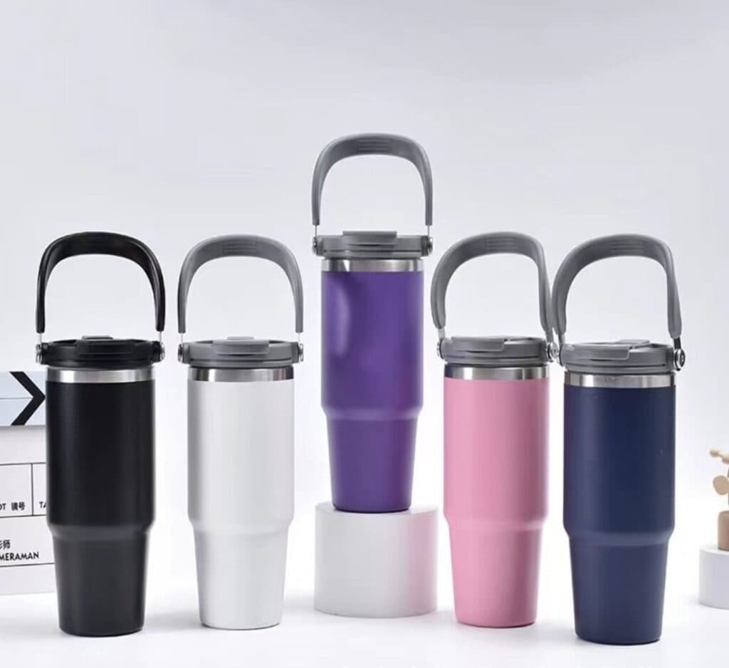Customisable Logo Flask with Handle Vacuum Insulated Stainless Steel
