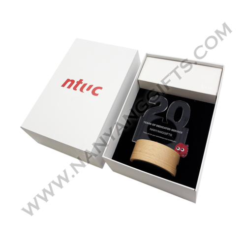 acrylic led with wooden base_NTUC_nanyanggifts