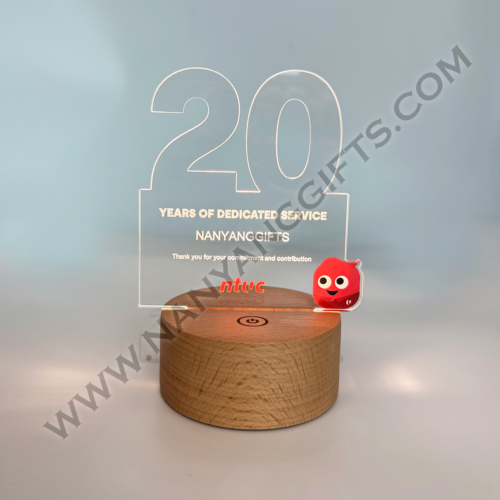 acrylic led with wooden base_NTUC_nanyanggifts