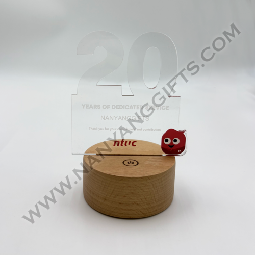 acrylic led with wooden base_NTUC_nanyanggifts