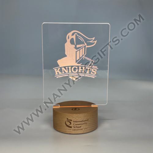 acrylic led with wooden base_international community school_nanyanggifts