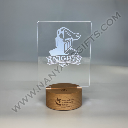 acrylic led with wooden base_international community school_nanyanggifts