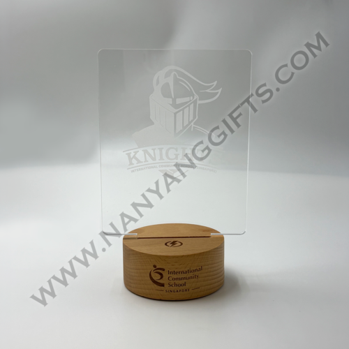 acrylic led with wooden base_international community school_nanyanggifts